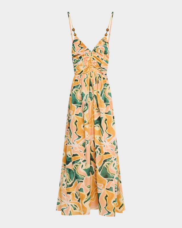 Palm Cotton Midi Dress